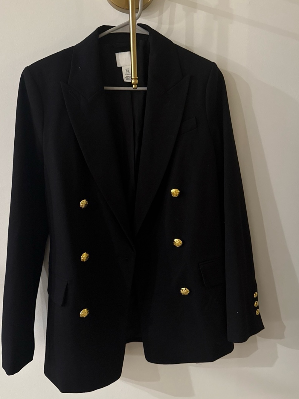 H&M Black Double-Breasted Women's Blazer with Gold Buttons